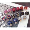 Hot Top Fashionable Single artificial diamond and flower double sided earring